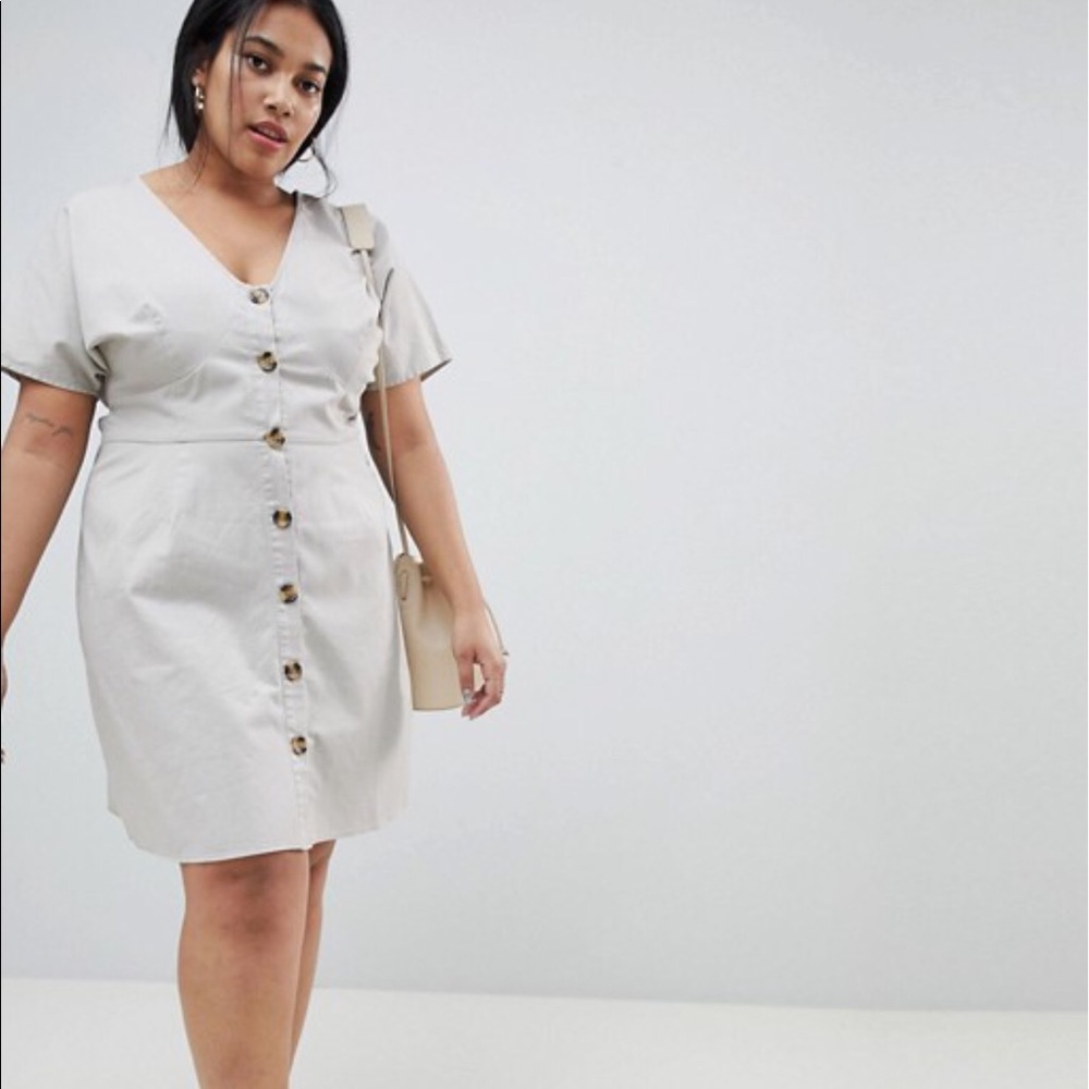 ASOS Curve Button Through Mini Casual Skater Dress